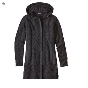 Patagonia Women's Merino Wool Cable Knit Long Sweater Medium Grey Cozy Fall